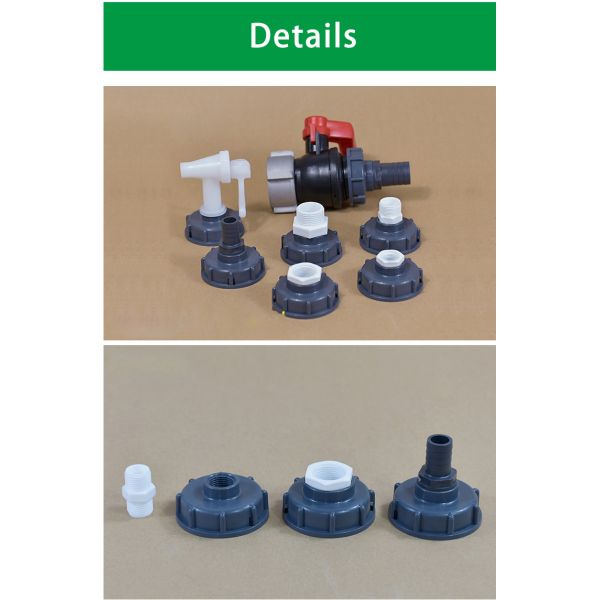 S60*6 IBC Tank Adapter Plastic Fitting 3/4" Casting Connector Water Tank Lid Valve Durable