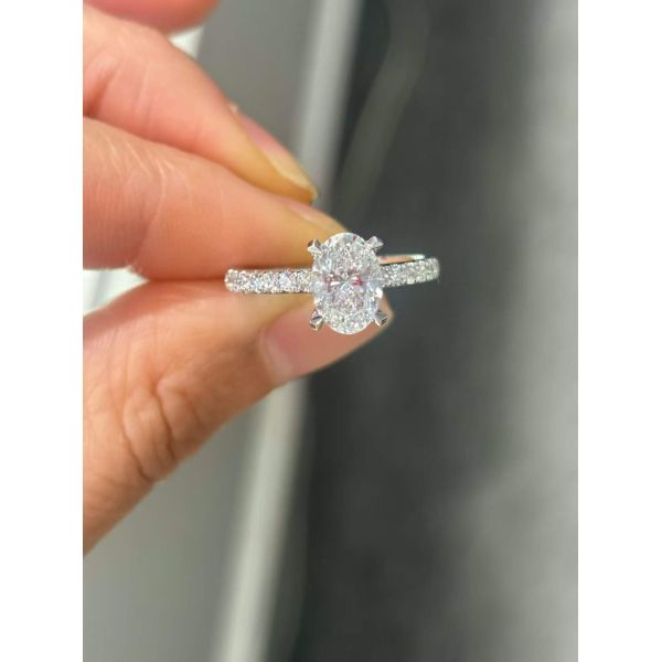 Buy Oval Brilliant Cut 1.1ct CVD Lab Grown White Diamond With Platinum 950 Setting at wholesale prices