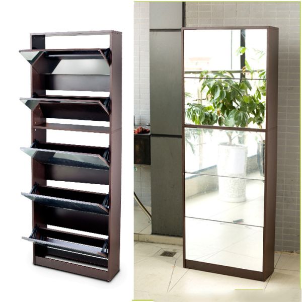 Buy Full Length 27pcs Panels 170cm Mirrored Shoe Cabinet at wholesale prices