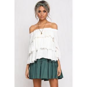 Womens Tops Blouses 2018 Off Shoulder Ruffle Top In White
