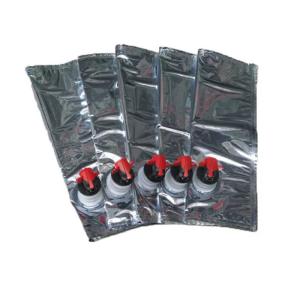 Reusable Silver Red Wine Quad Seal Bag Aluminium Foil Plastic Beverages Liquid