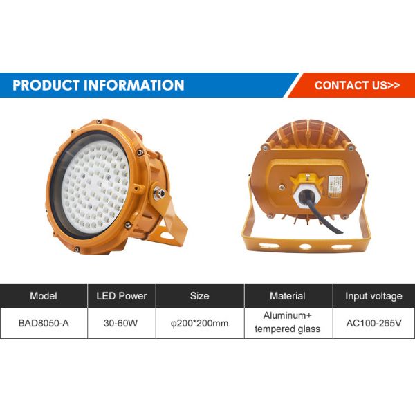 Waterproof IP65 Industrial Explosion Proof Lighting Fixtures Flood Light AC85-265V/ 50Hz 60Hz