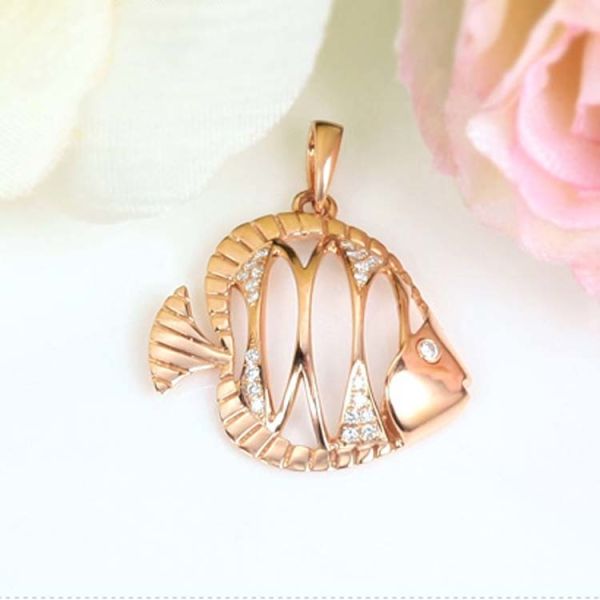 Buy 18K Rose Gold Lovely Fish Charm Pendant with Diamonds  (GDN005) at wholesale prices