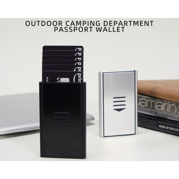 Portable 60*15*100MM Silver Anodized Aluminum Card Wallet With Customizable Laser Engraving