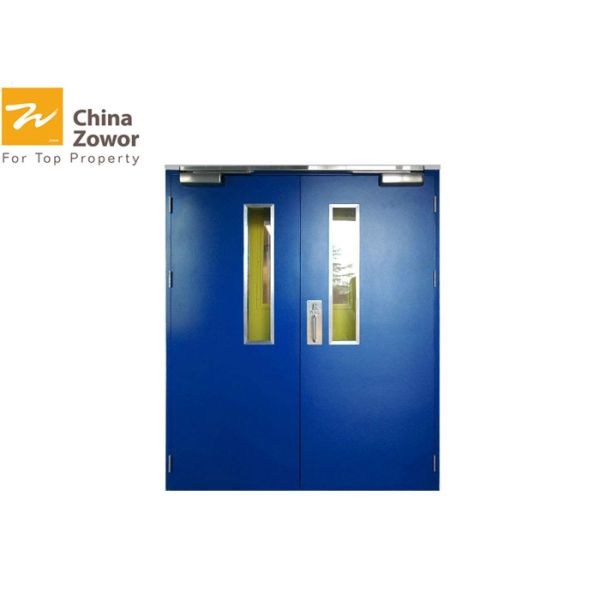 Buy BS/ UL Approved Blue Color Insulated Fire Door With Vision Panel For Commercial Buildings at wholesale prices