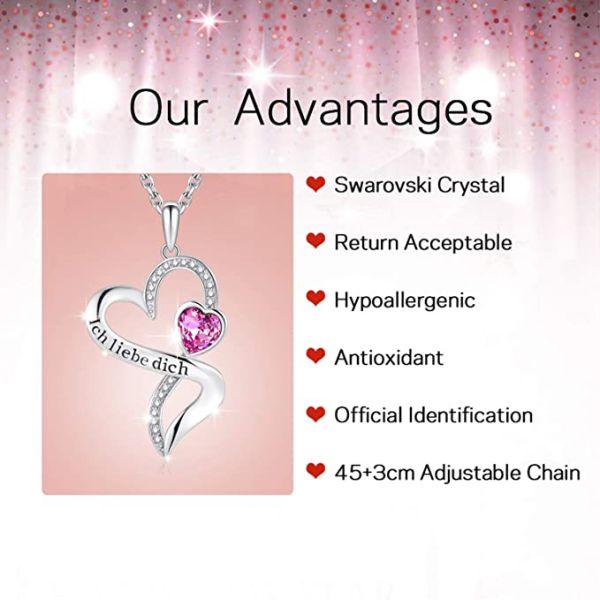 925 Sterling Silver Personalized Double Heart Necklace Rhodium Plated Austrian crystal Crystals