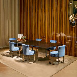 2000mm 29.9" Contemporary Luxury Dining Table , Stainless Steel Mid Century