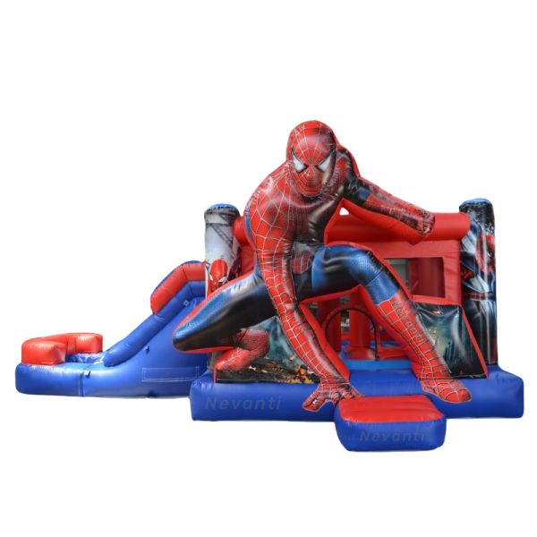 Custom Superhero Bounce House With Slide Moonwalk Bouncer / Commercial Inflatable Combo