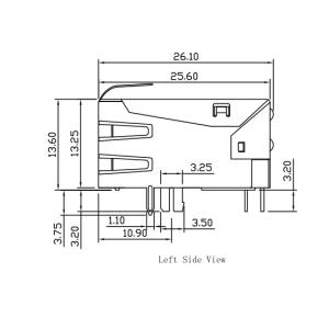 08B0-1X1T-36-F | LPJ9011KONL Magnetic RJ45 Jack 10/100Mbps W/LED , Latch Up