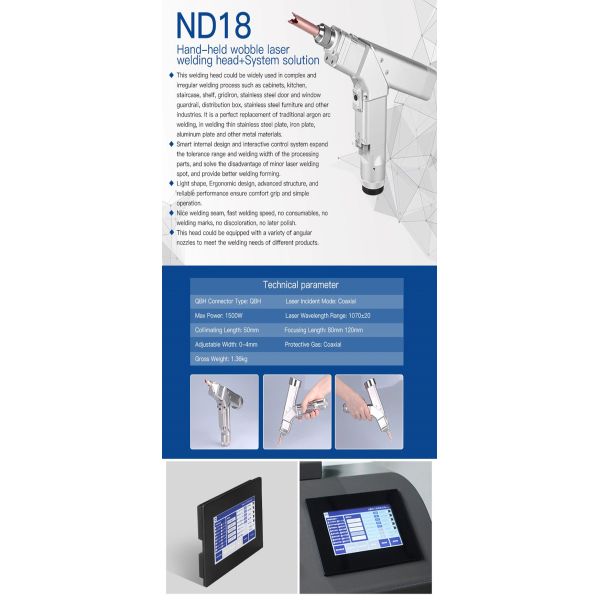 Hand Held Laser Machine Parts Wobble Laser Welding Head Controller 1000W 1500w