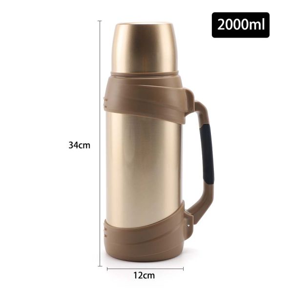 2.0L Double Wall Vacuum Travel Pot For Cooking Large Thermos Travel Flask Keeps Cold Up To 72 Hours