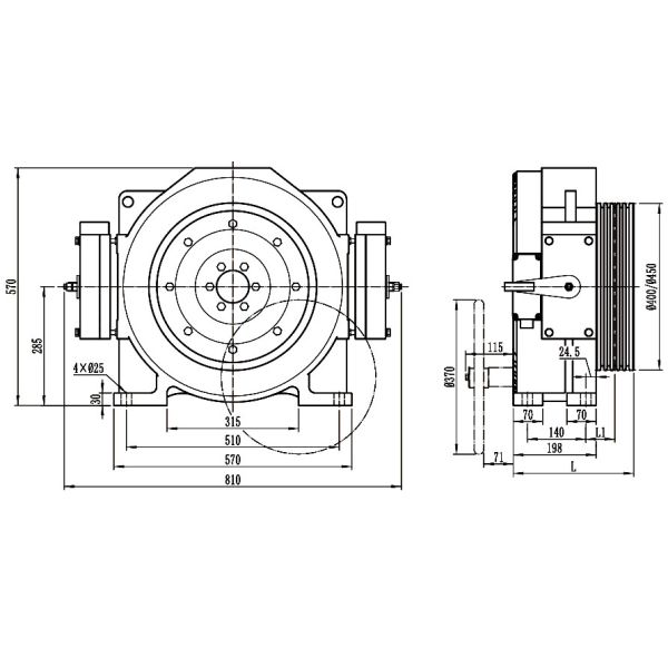 630kg Elevator Traction Motor / Gearless Lift Traction Machine Motor