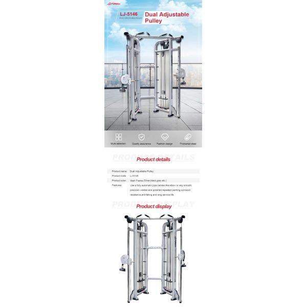 Silver Frame Dual Adjustable Gym Pulley Machine For Training