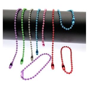 Colorful 120mm Long Mixed Color Metal Adjustable Antiqued Ball Chain with Bead