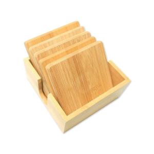 Quality Lfgb 4&quot; Bamboo Coasters With Matching Coaster Holder Sleek for sale
