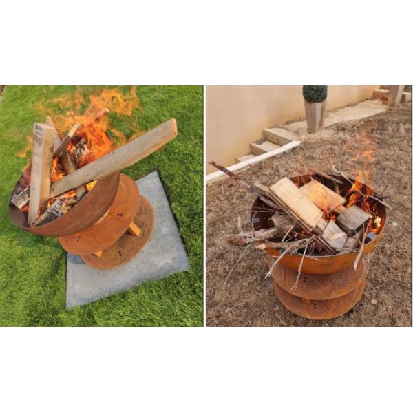 Half Ball Rusty Barbecue Corten Steel BBQ Grill Wood Burning