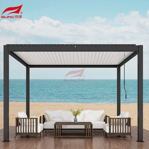 Buy Windproof Retractable Louver Aluminum Pergola Outdoor Manual Patio Pergola at wholesale prices