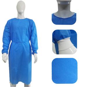 Fluid Proof Blue Disposable Surgical Gown with Knitted Cuffs