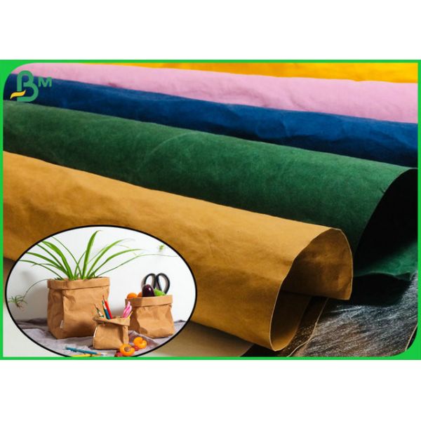 Buy Anti - Aging Light Texture Washed Kraft Fabric For Hand Bags Raw Material at wholesale prices