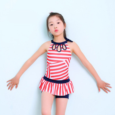 Buy 2019 Popular Stripe  Split Skirt Swimming Suit at wholesale prices