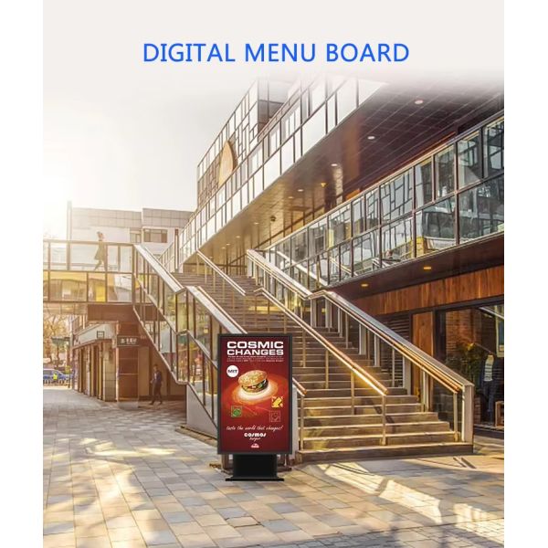 Android Vertical Dual Restaurants Menu Board LCD Screen Digital Signage Outdoor 55inch Waterproof Touch LCD Advertising Kiosk
