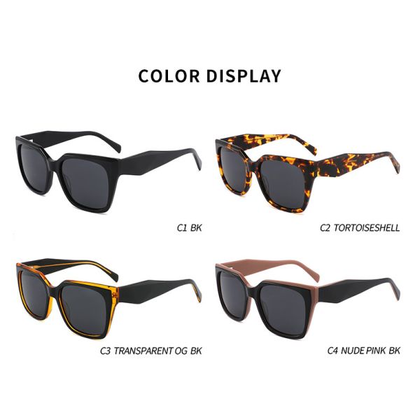 Ladies Square Acetate Sunglasses Retro UV400 Customize Logo
