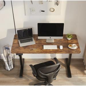 710mm Dual Motor Brown Wooden Electric Desktop Top Lifting Desk for Ergonomic Home Office