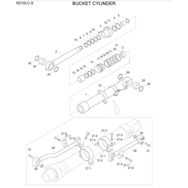 R210 R215 Excavator Hydraulic Oil Cylinder Steel Pipe Tubing Pipe Cylinder Pipeline