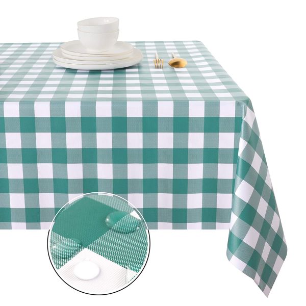 Buy Green Plaid  Plastic Table Cloth at wholesale prices