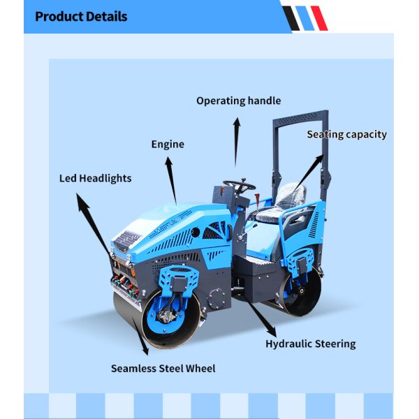 China Factory Road Machinery 1ton 2ton 3ton 4ton 5ton Mini Compactor Road Roller Compact Roller Rodillo Compactador