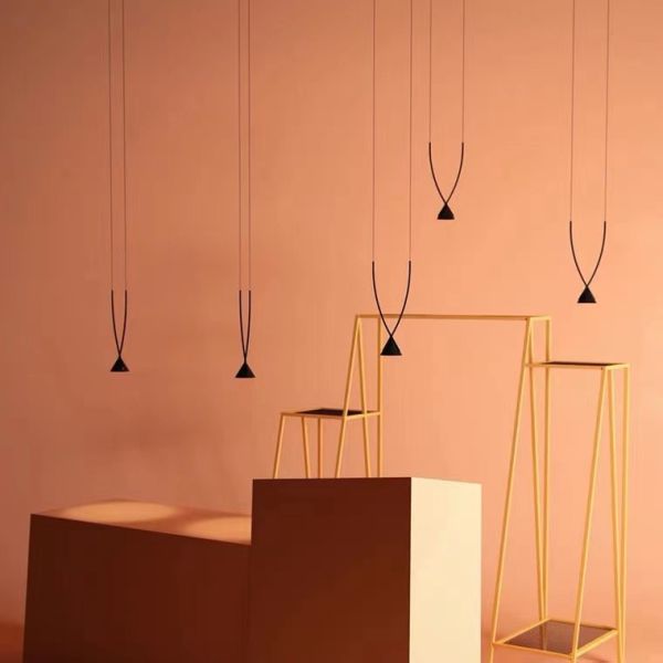 Modern Indoor Dining Room Black Chandelier Restaurant Showroom Ceiling LED Pendant Light