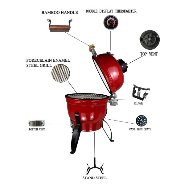 13inch Color Barbecue Smoker Customized Outdoor Cooking Charcoal Bbq Oven Ceramicgrill Ceramic Kamado Bbq Grill