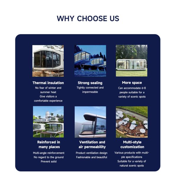 Outdoor Prefab Space Capsule House Hotel Option with Customized Color