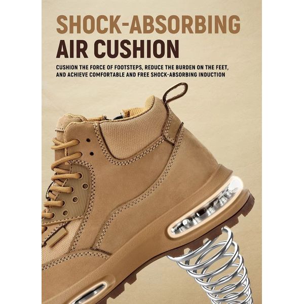 Air-cushion Sole Safety Work Boots In Khaki Oxford Fabric For Maximum Protection