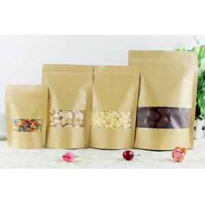 Custom Biodegradable Brown Stand Up Pouches With Zipper And Window For Food