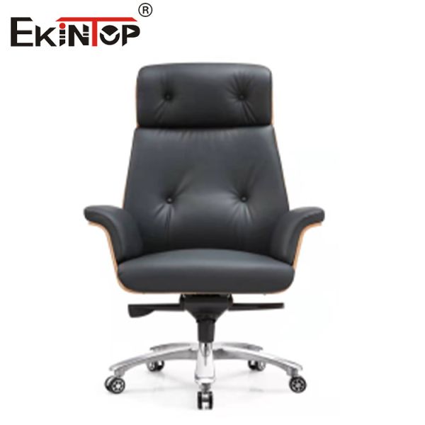 Buy Business Style Black Office Leather Chair Metal Leg with Wheels at wholesale prices