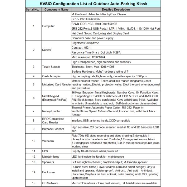 Free Standing Outdoor Parking Payment Machine CE ROHS Certificated