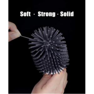 White Toilet Brush And Holder Set Silicone Bristles With Tweezers