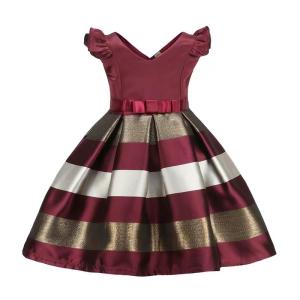 Quality Children'S Dress Clothing Summer Flying Sleeve Striped Girls' Dresses 2-12 for sale