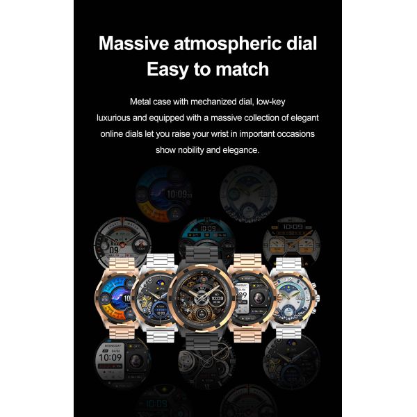 Round Shape, 1.43-inch Large Screen, Smart Watch, Bluetooth 5.0, Calls, Voice Assistant, Business Watch