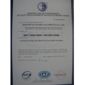 Pingyin Guanghui Aluminum Industry Co., Ltd Certifications