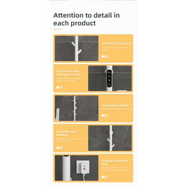 Electric Bathroom Towel Warmer Rack Fashionable Style for Wall Mounting