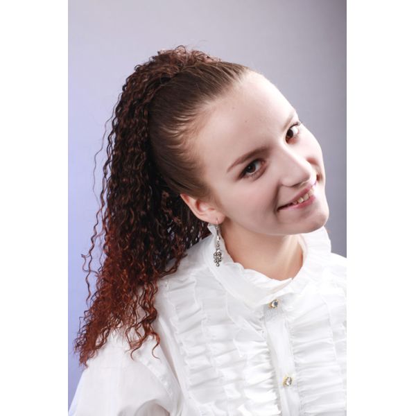 Buy Light Brown Curly Human Pony Tail Wigs and Extension for Lady at wholesale prices