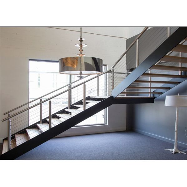 Modern Residential Straight Flight Staircase / U Shaped Staircase Design