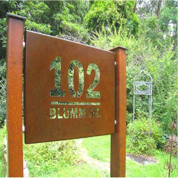 Buy Custom Laser Cut Vintage Graden Signboard Design Rusty Corten Steel Sign at wholesale prices