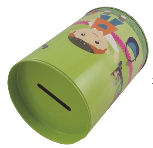 0.35mm Tinplate Custom Tin Cans Kids Tin Money Box Coin Storage