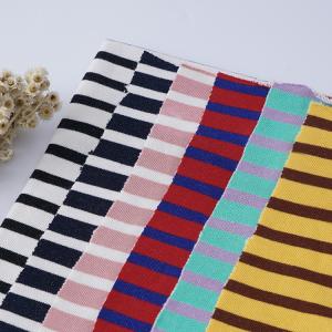 Rub Resistance French Terry Cotton Fabric , Striped Combed Cotton Fabric