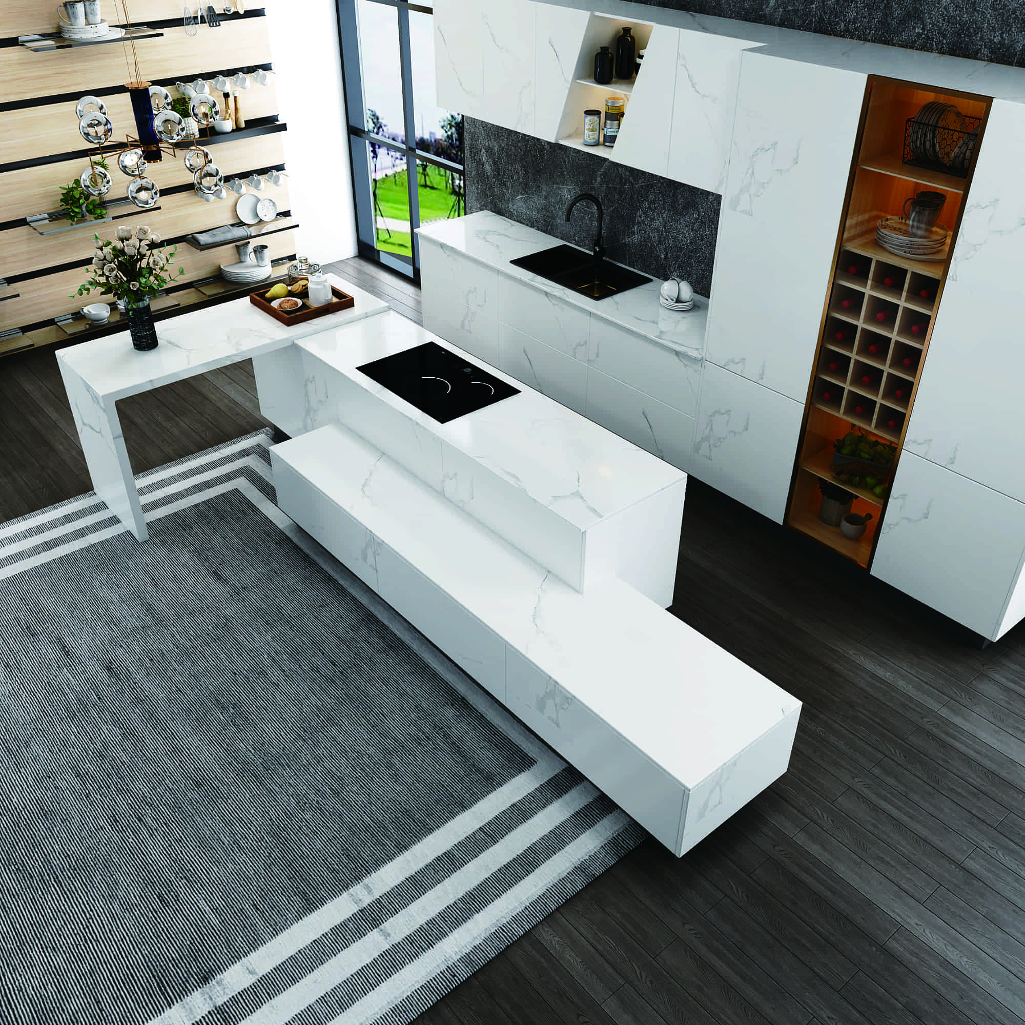 Integrated 316L PVD Stainless Steel Kitchen Cabinet Island Furniture