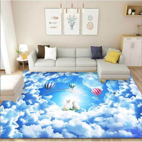 3D Lavender Tulip Pattern Household Bedroom Living Room Floor Carpet Special Style