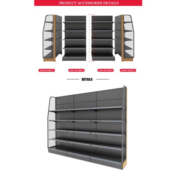 Metallic Supermarket Shelf Light Duty Gondola Display Rack